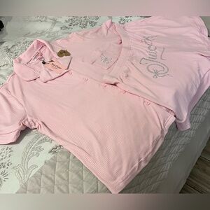 NWT Juicy Couture Light Pink Polo with Logo Embroidery Sleepwear